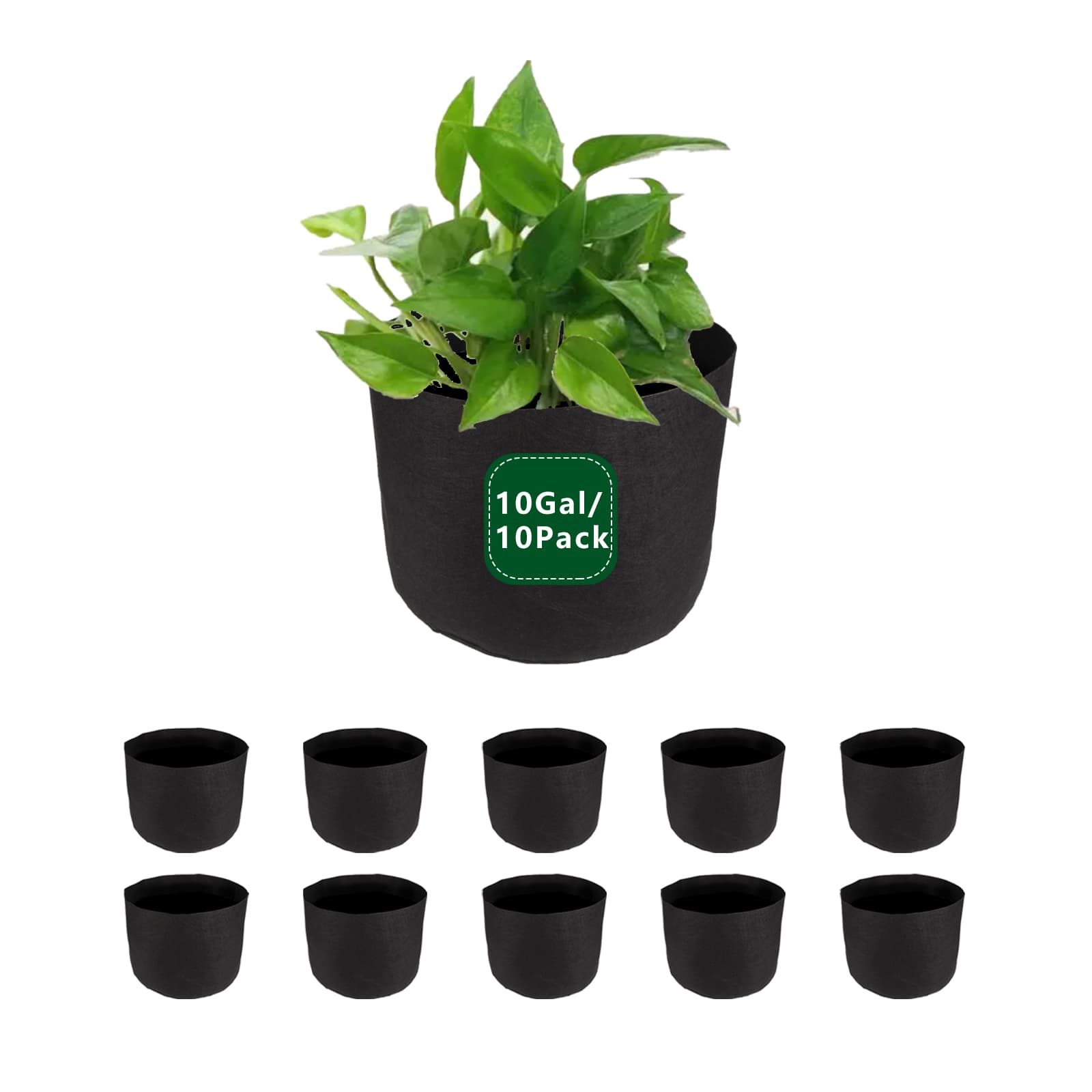 DripGrows 10 Gallon Thickened Non-Woven Grow Bags, 10-Pack (No Handles) thumbnail