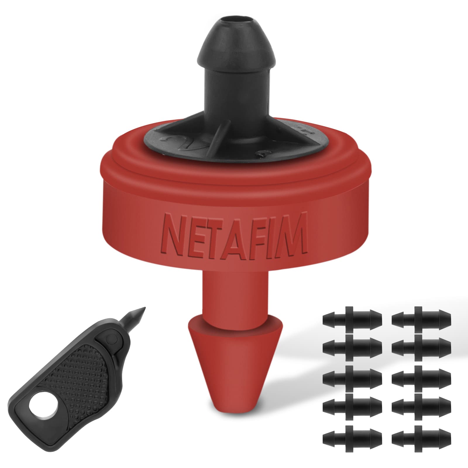 Netafim Woodpecker Jr Pressure Compensating Dripper Emitters Kit, 2 GPH - 35 Pack with Hole Punch and Goof Plugs thumbnail