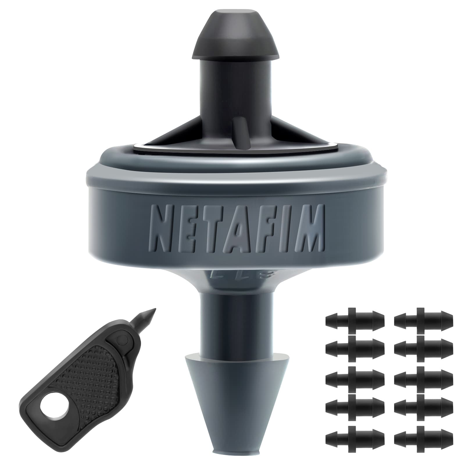 Netafim Woodpecker Jr Pressure Compensating Dripper Emitters Kit, 1 GPH - 35 Pack with Hole Punch and Goof Plugs thumbnail